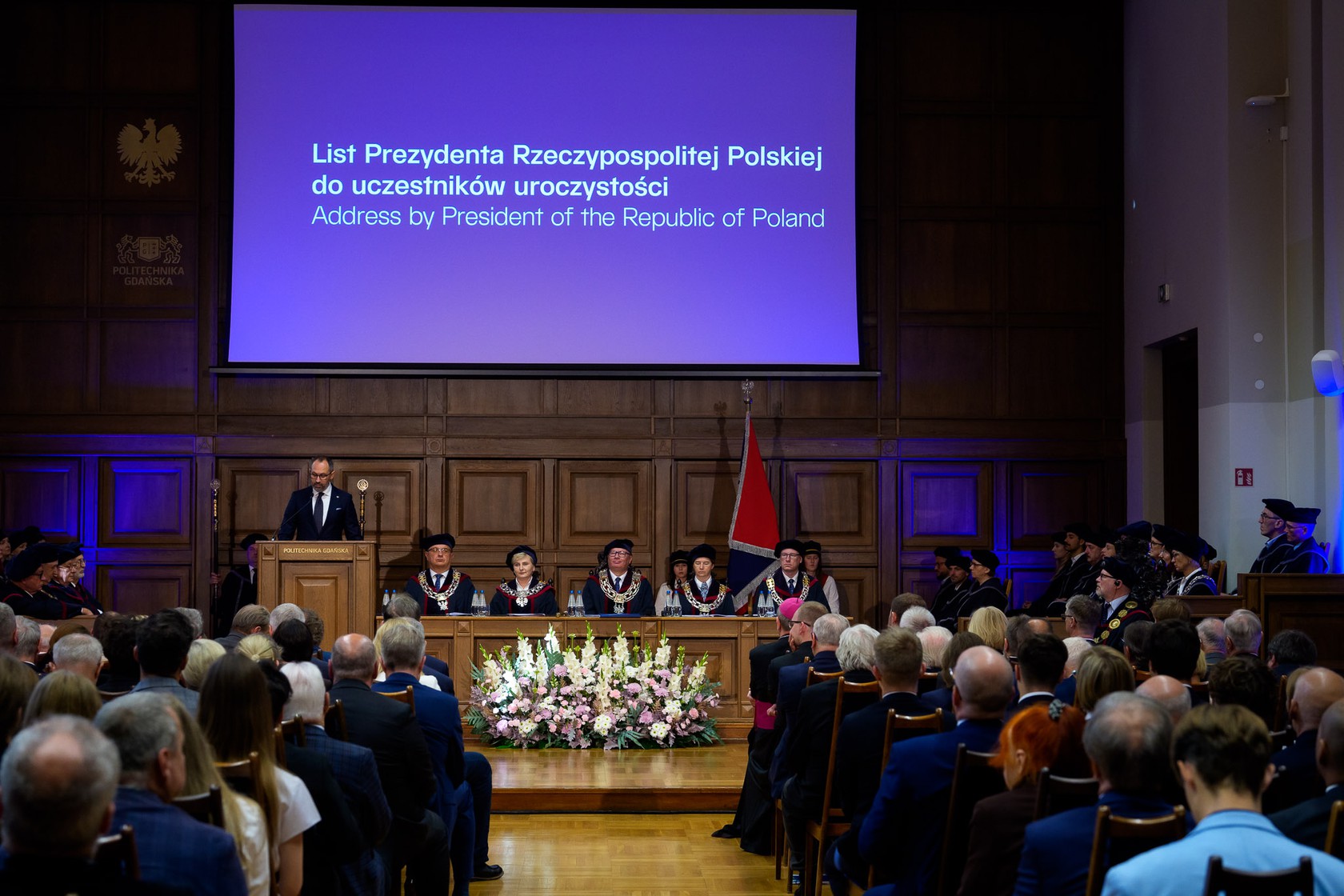 Przemówienie Tomasza Szturo, doradcy Prezydenta RP. Fot. Dawid Linkowski/PG