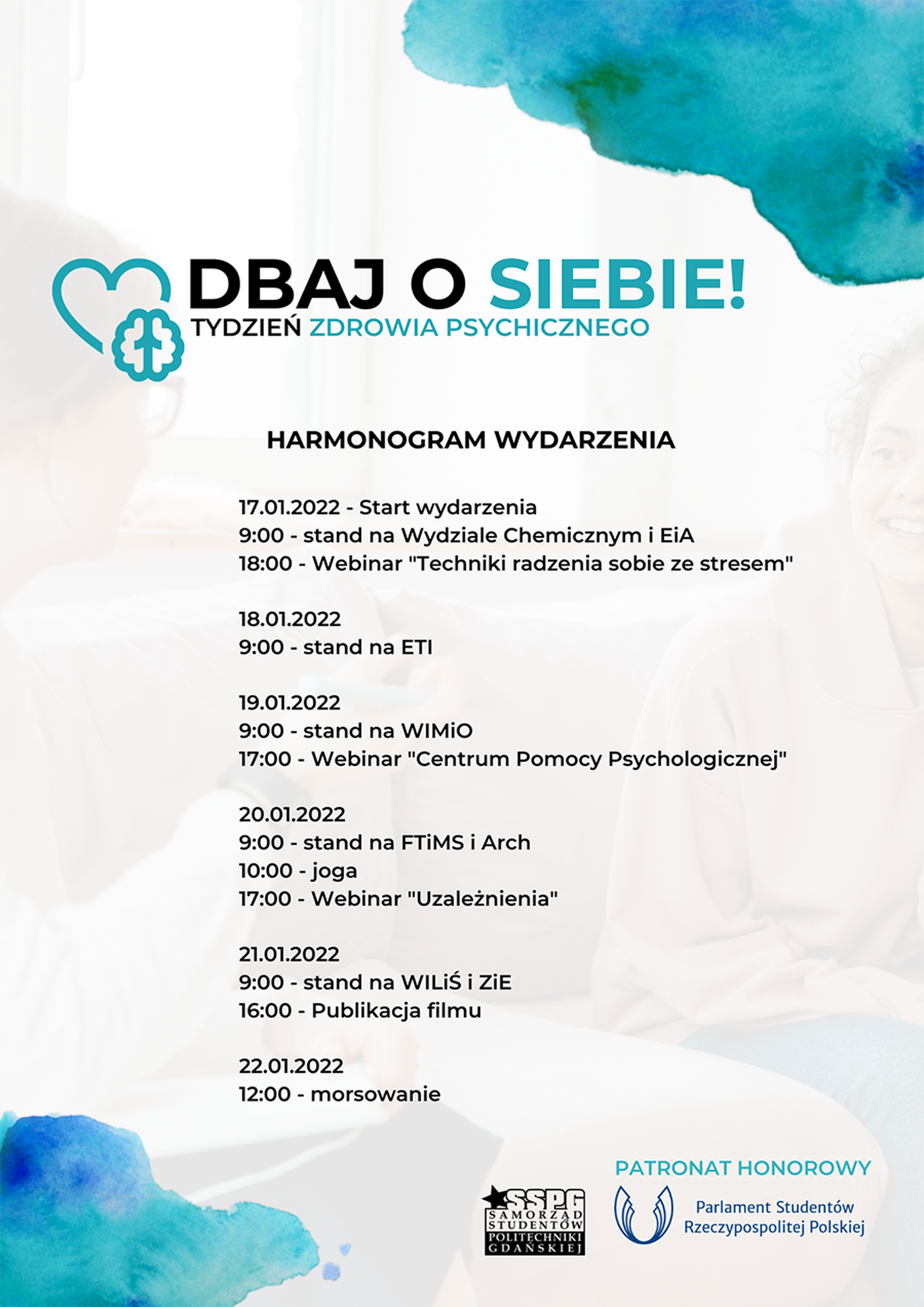 Harmonogram akcji  "Dbaj o siebie"