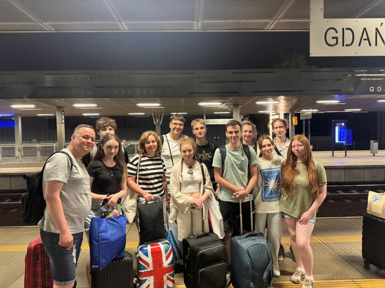 Participants of the PULA project from Ukraine at the Gdańsk Wrzeszcz railway station.